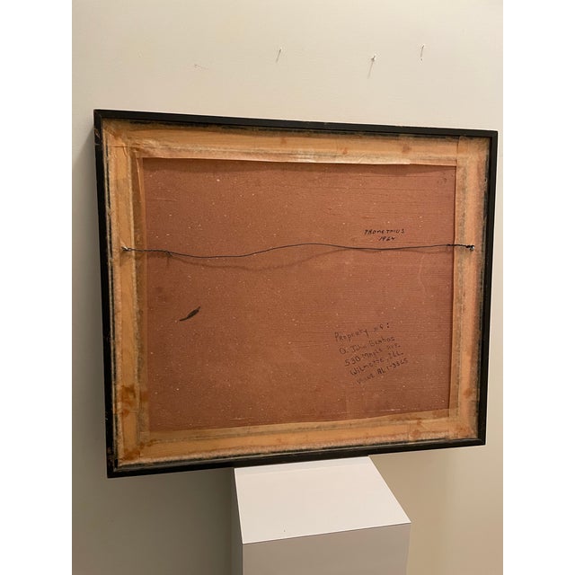 1960s Modernist Figurative Painting “Prometheus” by Solomon – Bronze Tonal Study For Sale - Image 10 of 11