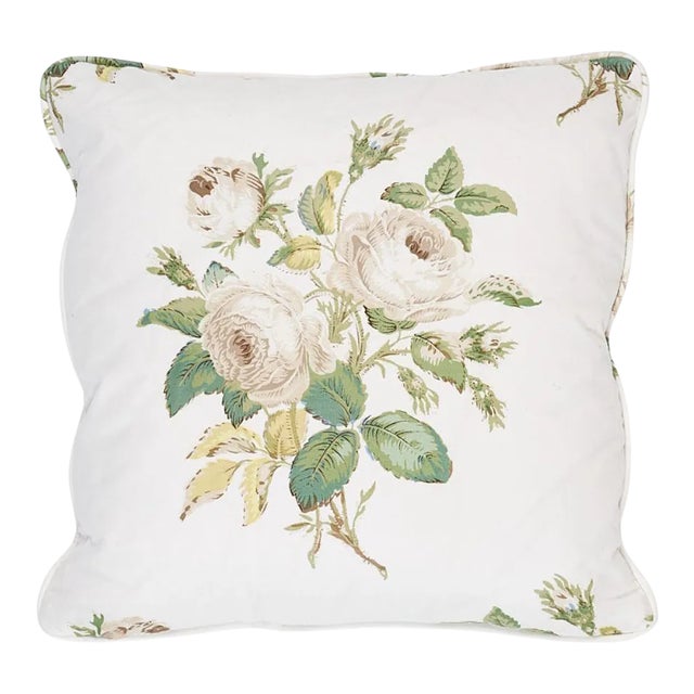 Schumacher Loudon Rose Pillow in Ivory For Sale