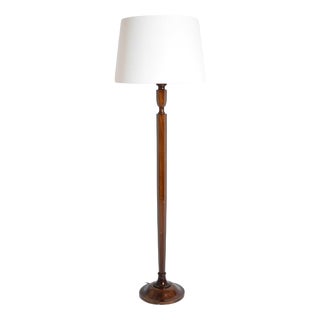 Art Deco Mahogany Floor Lamp, 1940s For Sale