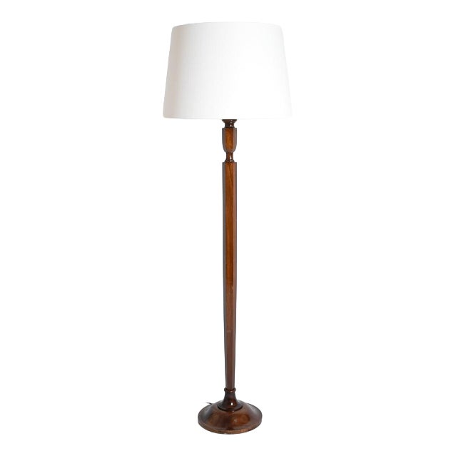 Art Deco Mahogany Floor Lamp, 1940s For Sale
