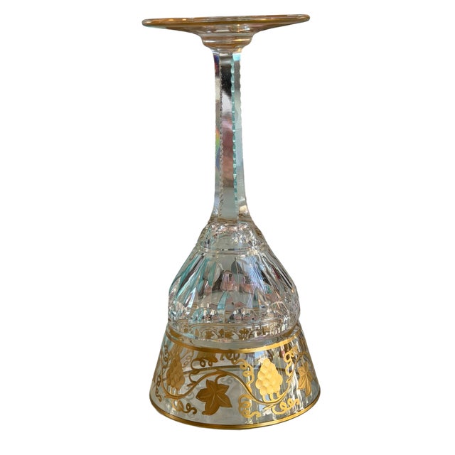 Antique Val St Lambert Gilt Decorated Engraved Crystal Wine Glass. This listing is for one stem but we actually have...