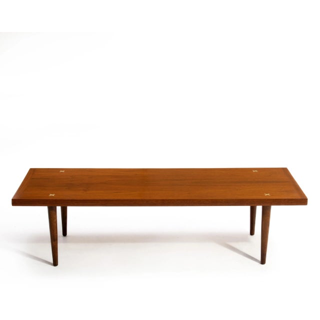Brown Merton Gershun American of Martinsville X Inlaid Walnut Coffee Table For Sale - Image 8 of 12