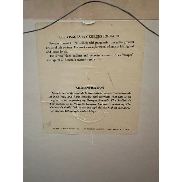 Vintage Georges Rouault “Les Visages” 1932 Signed Framed Lithograph For Sale In Los Angeles - Image 6 of 13