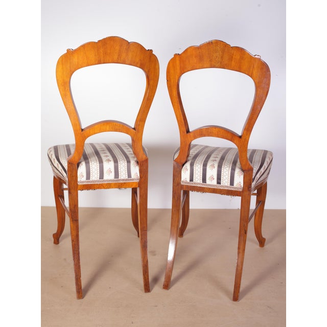 Late Biedermeier Chairs in Walnut, 1880s, Set of 2 For Sale - Image 6 of 18