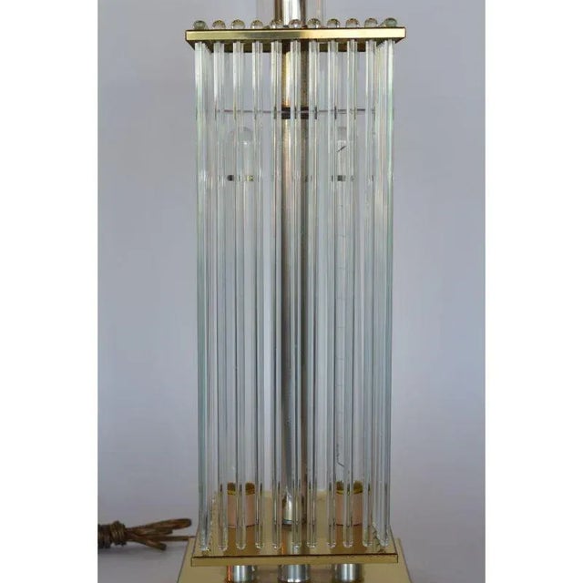 Metal Pair of Sciolari Brass and Glass Rod Table Lamps For Sale - Image 7 of 8