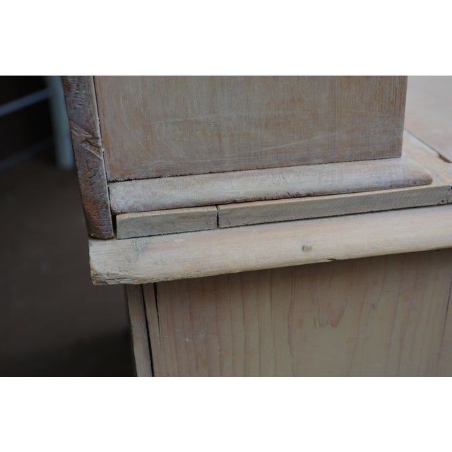 Vintage Washed Rustic Pine Sideboard Credenza / Dresser W/ Arched Top & Drawers For Sale - Image 12 of 17