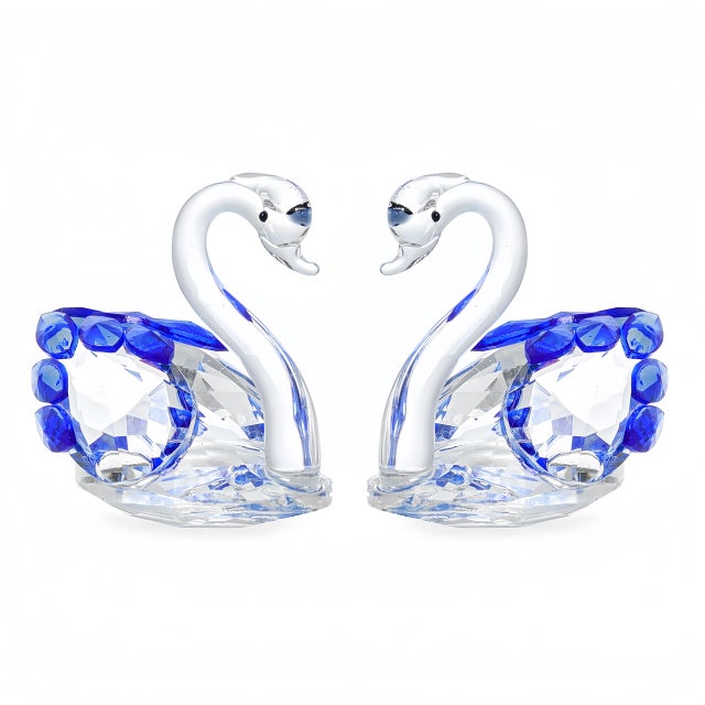 Elegant Pink Crystal Glass Swan Figurine (Set of 2) - Home Decor, Wedding Gift, Table For Sale - Image 10 of 11