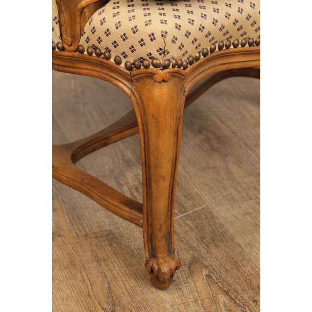Wood French Provincial Style Carved Frame Fauteuil Armchair For Sale - Image 7 of 12