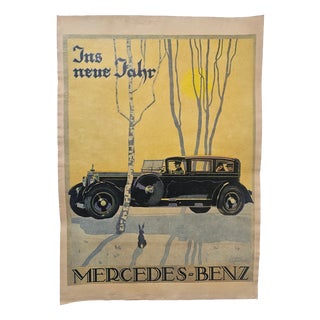 Art Deco Advertising Poster Mercedes Benz Automobile, 1930s For Sale