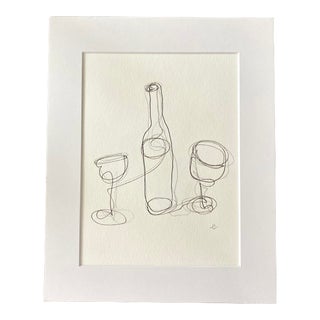 Contemporary Original "Cheers" Ink Drawing on Paper by Stephanie Cate For Sale