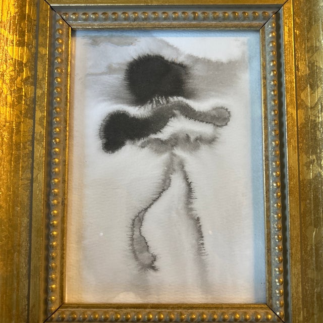 Contemporary abstract dancing figure black ink watercolor painting. 5x7 or approximately 9.5x11.5 framed. Check out my...