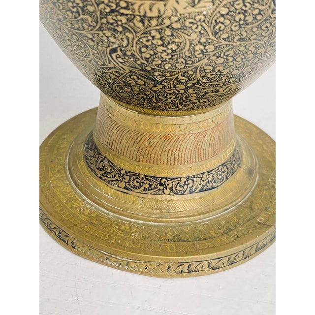 Tall Kashmiri Hand-Engraved Floor Vase For Sale - Image 5 of 10