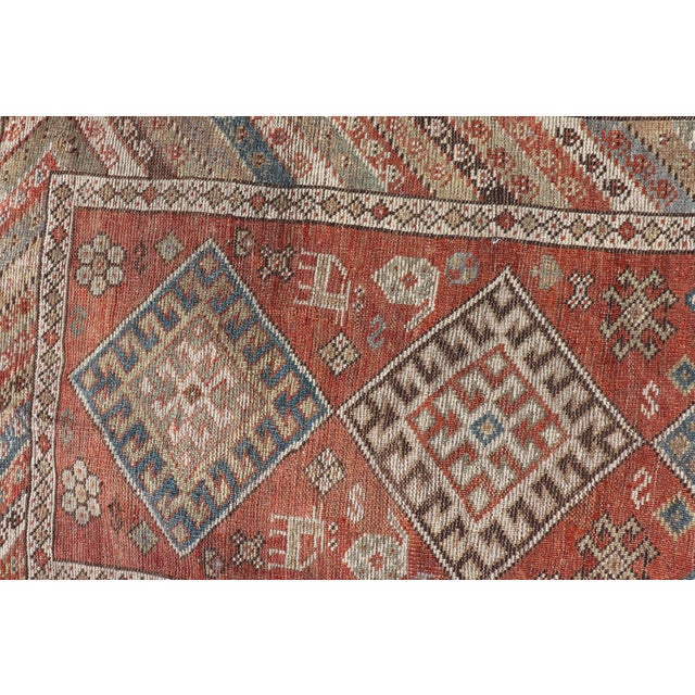 Antique Narrow and Long Kurdish Runner in Wool With Medallion Tribal Design 2'6 X 12'9 For Sale - Image 11 of 11