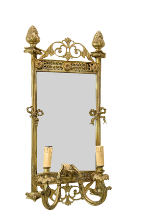 Louis XVI French Bronze Mirror with Sconces, 1890s