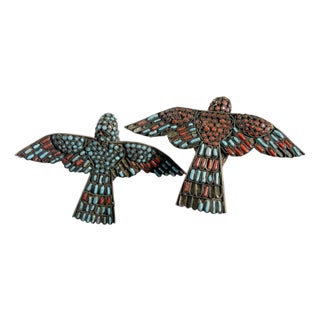 Small Decorative Bird Figurines in Brass, France, 1950, Set of 2 For Sale