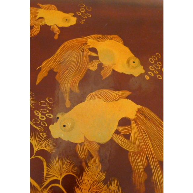 Large Mid-Century Asianf Lacquered Wood Jewelry Box with Fish, 1950s For Sale - Image 17 of 18