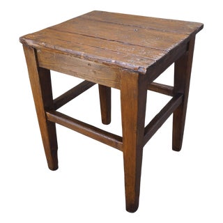 Industrial Wooden Stool with Original Patina, 1950s For Sale