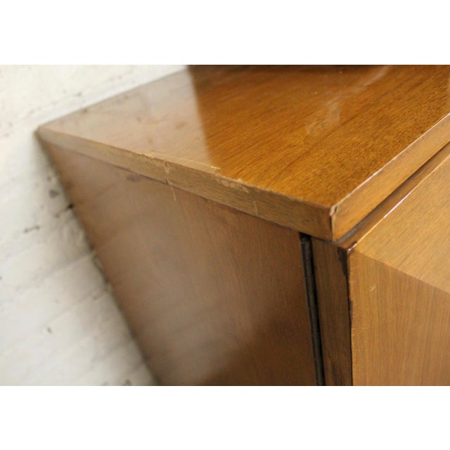 Wood Mid 20th Century Diamond Front Walnut Cabinet W/ Bookcase Topper For Sale - Image 7 of 11