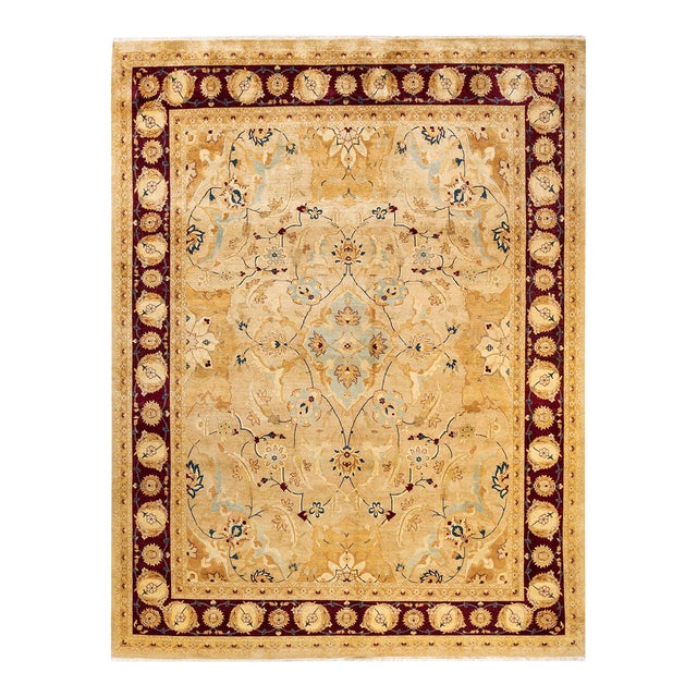 Mogul, One-of-a-Kind Hand-Knotted Area Rug - Yellow, 9' 2" x 11' 10" For Sale
