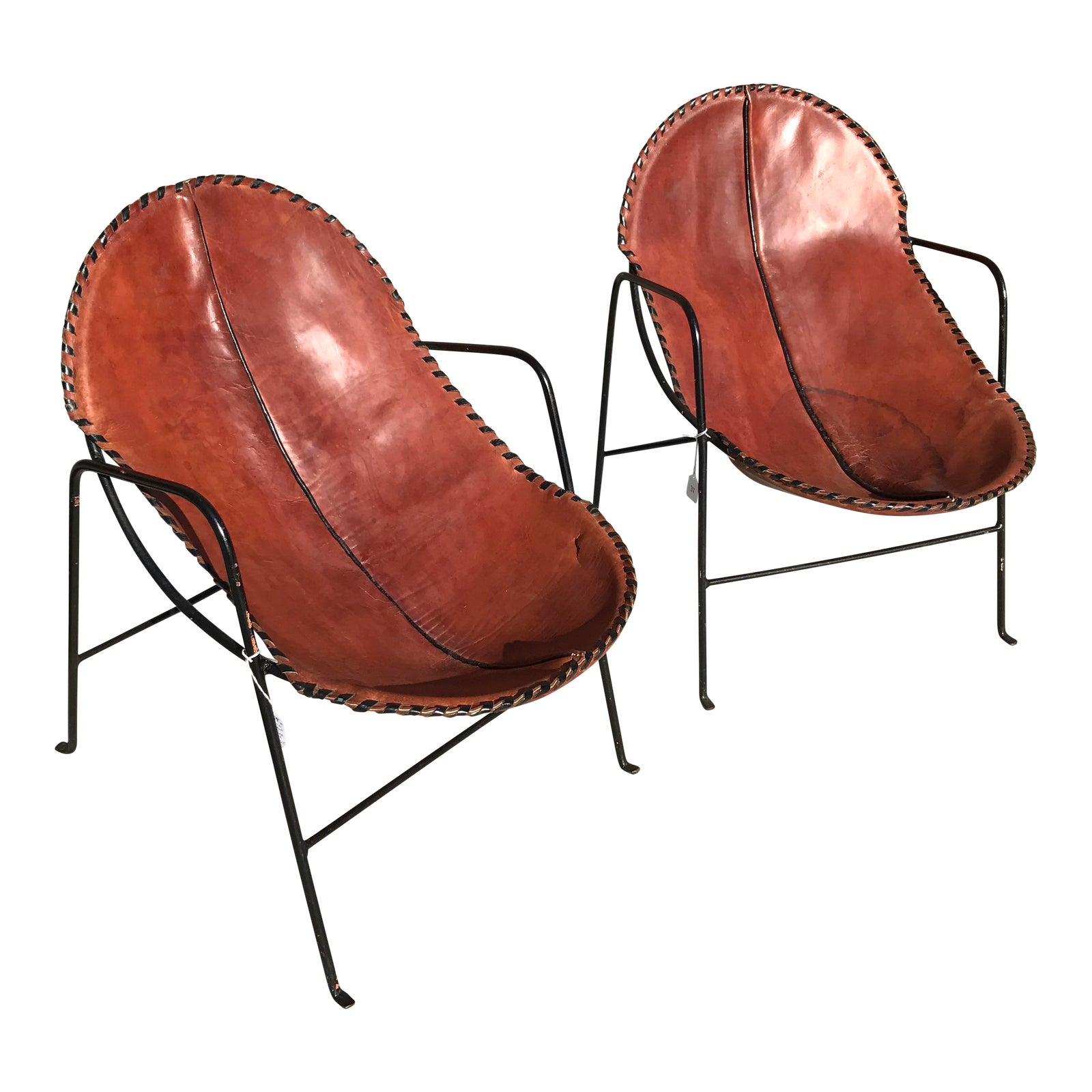 Mexican Modern Leather & Iron Chairs Chairish
