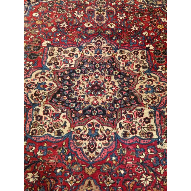 Vintage Persian Khorassan Rug, Hand-Knotted Wool, Floral Pattern, Crimson & Camel, 9x12 For Sale - Image 11 of 14