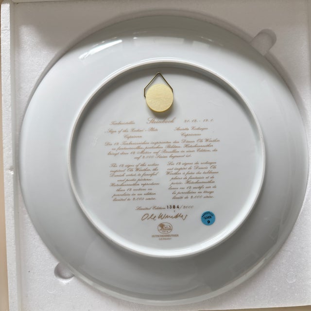 1970s Zodiac Sign Plate Limited Edition 1384/2000 Capricorn in Porcelain by Ole Winther for Hutschenreuther, 1979 For Sale - Image 5 of 6