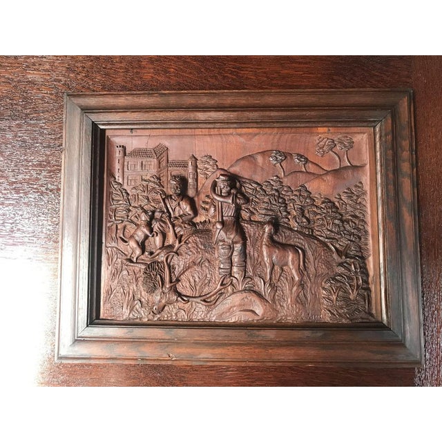 Bas-Reliefs Scenes in a Wooden Frame Signed by M. Arendt, 1940s, Set of 2 For Sale - Image 3 of 18