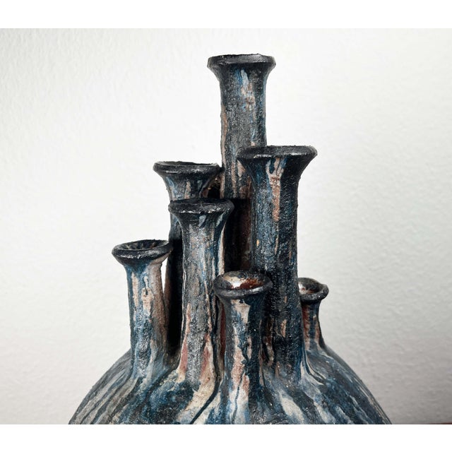Large Mid-Century Modern Brutalist German Studio Pottery Chimney Vase from Gerhard Liebenthron, 1974 For Sale - Image 15 of 18
