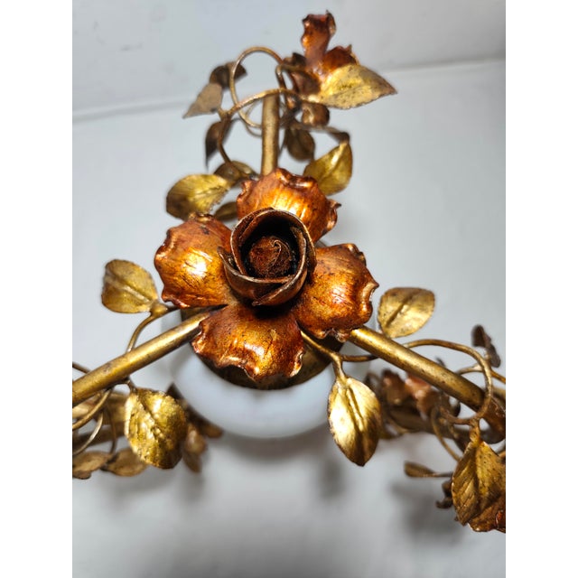 Wrought Iron and Gold Leaf Lamp, Spain, 1960s For Sale - Image 12 of 17