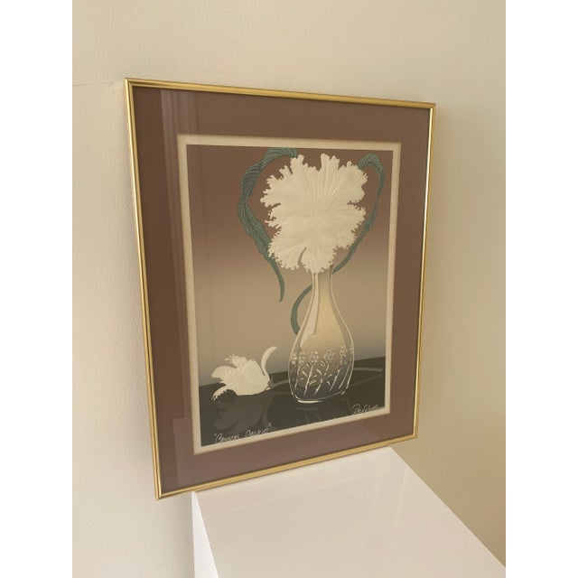 Metal Vintage Roy Williams Embossed Floral Art Work 1985. Signed For Sale - Image 7 of 7