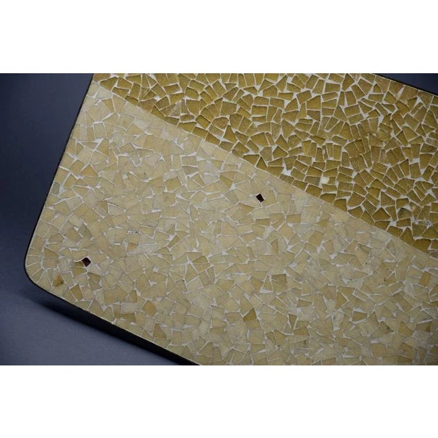 Metal Mid-Century Modern Yellow and Sand Colored Mosaic Coffee Table attributed to Berthold Müller, 1960 For Sale - Image 7 of 11