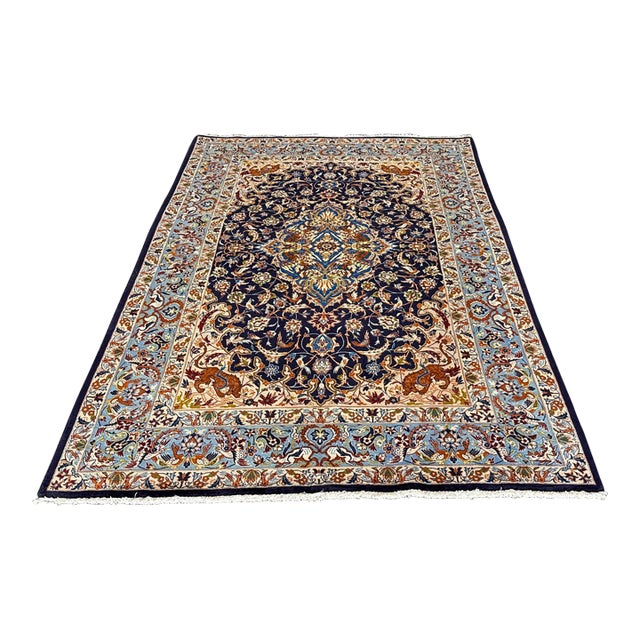7 Ft X 11 Ft Traditional Persian Floral Medallion Area Rug For Sale