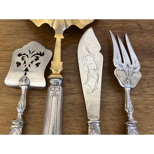 Metal Antique French Sterling Serving Utensils, Set of 4 For Sale - Image 7 of 10