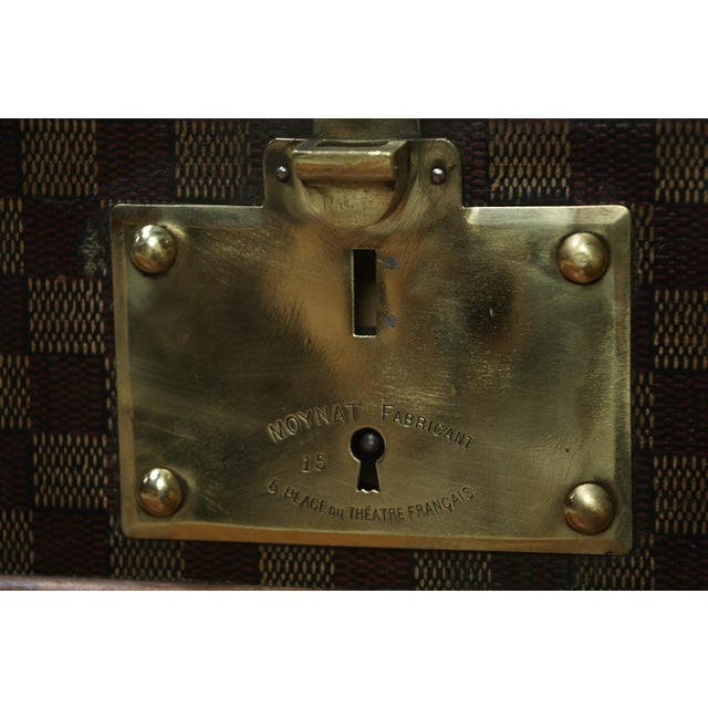 Metal Checkerboard Trunk from Moynat, 1910s For Sale - Image 7 of 9