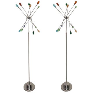 Mid-Century Modern Chrome Sputnik Floor Lamps - a Pair For Sale