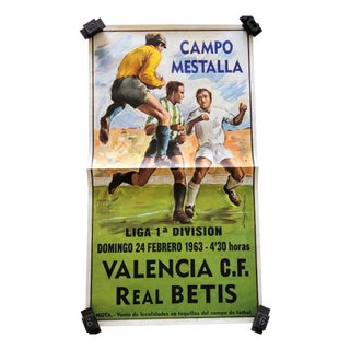 Football Match in Valencia by Poster, 1963 For Sale