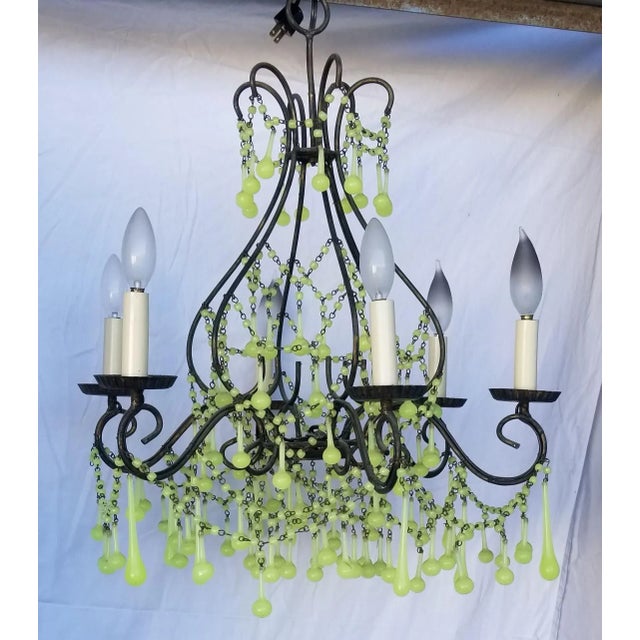 Italian Glass Beaded Chandelier For Sale - Image 4 of 4