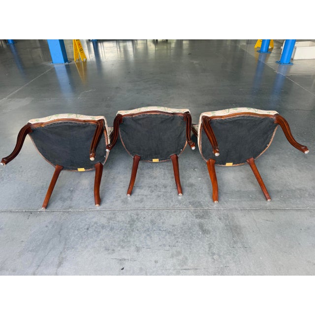 Vintage John Widdicomb Floral Upholstered Dining Chairs, Set of 12 For Sale - Image 11 of 17