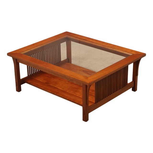 Stickley Mission Collection Glass Top Cherry Cocktail Table For Sale