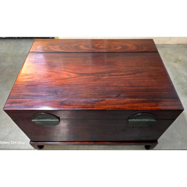 Brown Antique Chinese Polished Rosewood Trunk For Sale - Image 8 of 12