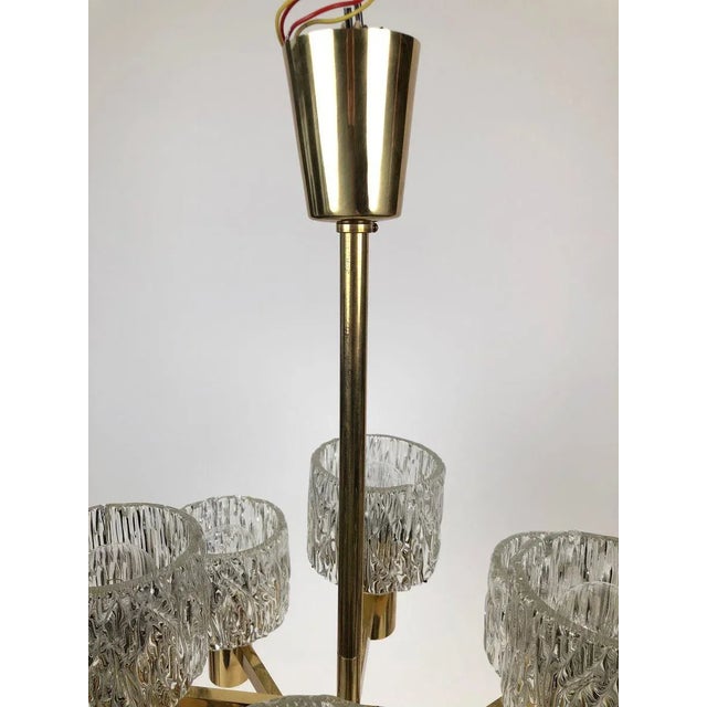 Kalmar Brass and Lead Glass Pendant Lamp from J. T. Kalmar, Austria, 1965 For Sale - Image 4 of 12
