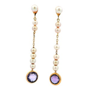 Mimi Milano 18k Rose Gold Cultured Pearl & Amethyst Day-to-Night Drop Earrings, A Pair