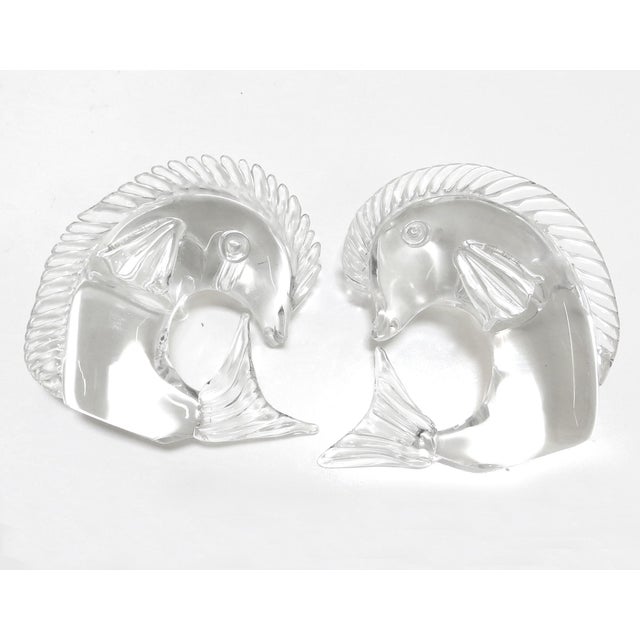 Mid-Century Modern 1960s Licio Zanetti Murano Clear Glass Fish Sculptures - A Pair For Sale - Image 3 of 10