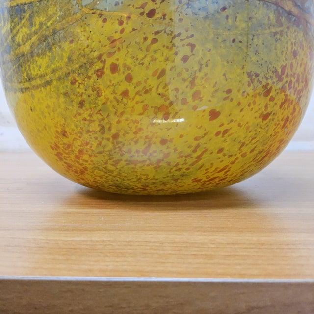 Mouth-Blown Studio Glass Vase in Yellow Tones attributed to Ioan Nemtoi, 2000s For Sale - Image 12 of 18