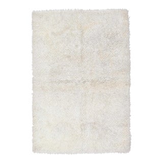 1970s Vintage Persian Handmade Wool Cotton Bei̇ge Area Rug For Sale