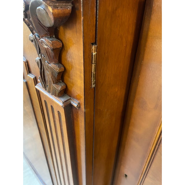 1990s 1990s Custom Mill House English Burl Walnut Architectural Breakfront For Sale - Image 5 of 12