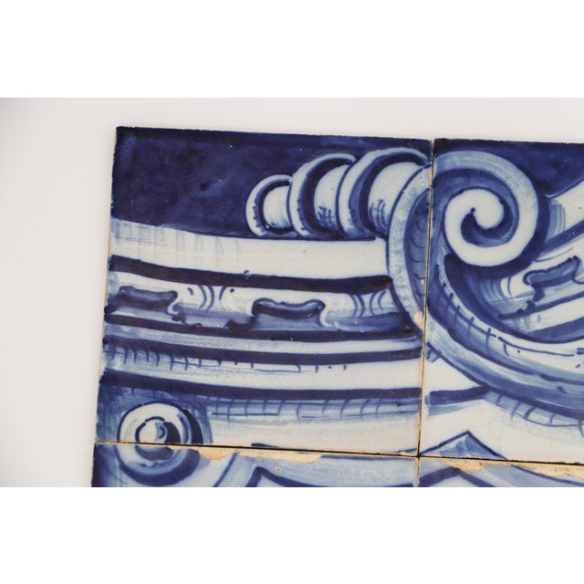 Ceramic 19th Century Set of Four Tiles Depicting a Couple, Portuguese For Sale - Image 7 of 10