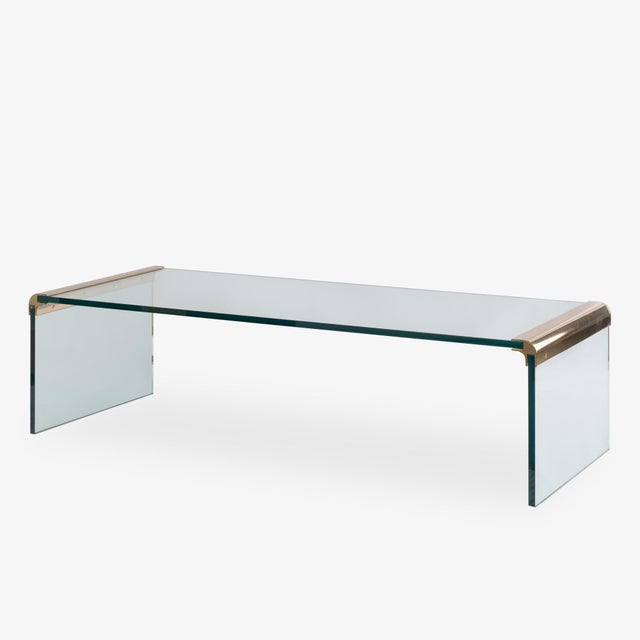 Mid-Century Modern Waterfall Cocktail Coffee Table in Glass & Brass by Leon Rosen for Pace Collection For Sale - Image 3 of 7