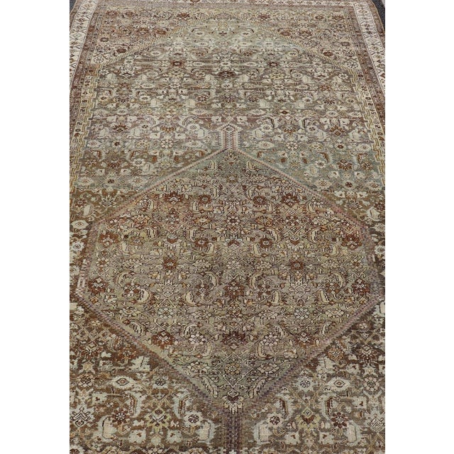 Antique Persian Bidjar Gallery Rug With Detailed Floral and Geometric Patterns For Sale - Image 4 of 11