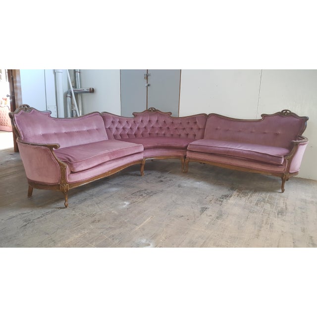 Vintage French Provincial Pink Velvet Sectional Sofa Chairish